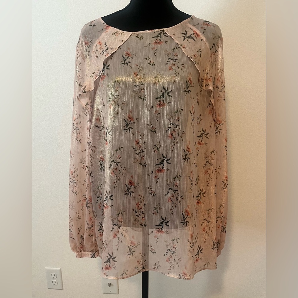 Peach, shimmery sheer top